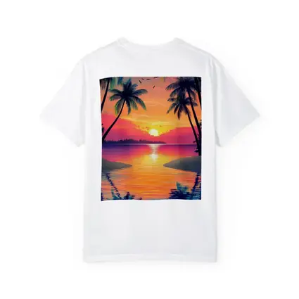 Tropical Sunset Palm Trees Colorful Beach