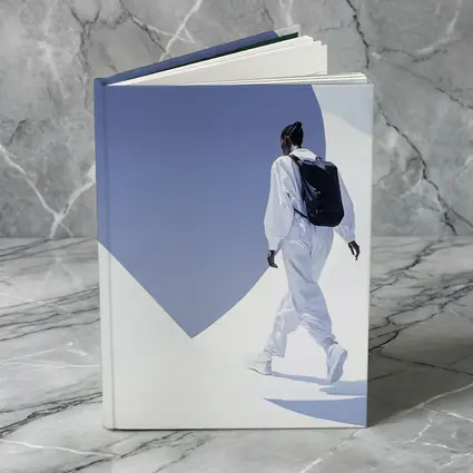 Person White Outfit Black Backpack Blue Sky