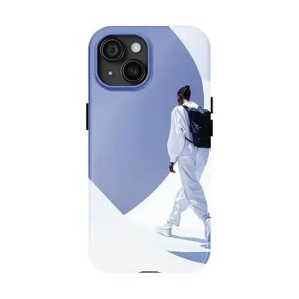 Person White Outfit Black Backpack Blue Sky
