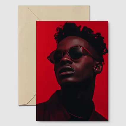 Black Man Red Sunglasses Bold Portrait