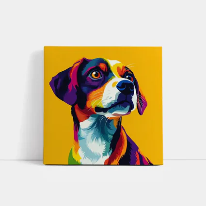Beagle Dog Colorful Pop Art Yellow Background