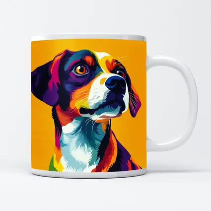 Beagle Dog Colorful Pop Art Yellow Background