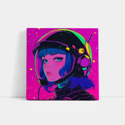 Anime Girl Astronaut Neon Pink Space