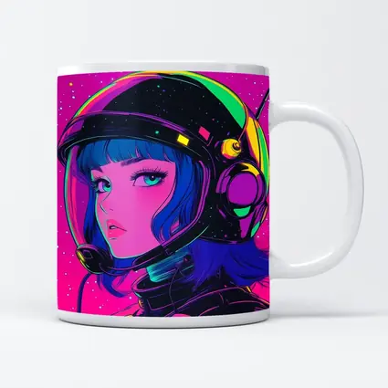 Anime Girl Astronaut Neon Pink Space