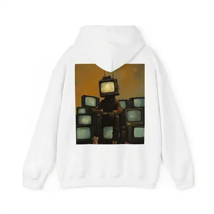 TV Head Figure Sitting On Retro Televisions