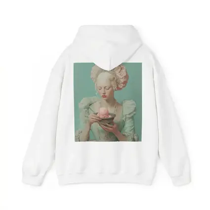 Rococo Woman Holding Pink Ice Cream Bowl