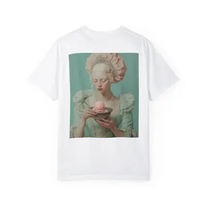 Rococo Woman Holding Pink Ice Cream Bowl
