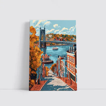 Cincinnati Ohio River Bridge Autumn Street