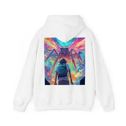 Anime Boy Facing Giant Insect Colorful Art