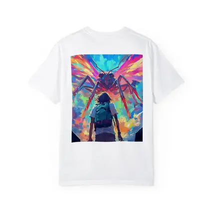 Anime Boy Facing Giant Insect Colorful Art