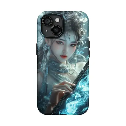 Fantasy Asian Woman With Glowing Blue Sword