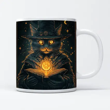 Black Cat Wizard Tarot Dark Fantasy Art