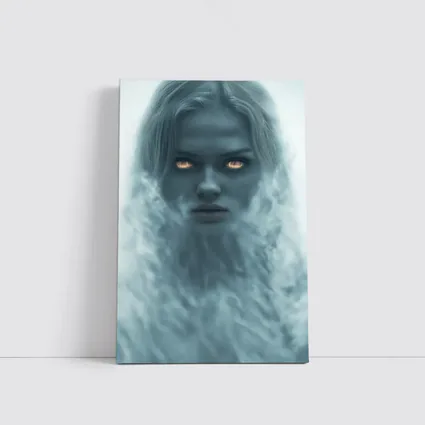 Ghostly Woman Glowing Eyes Misty Fantasy