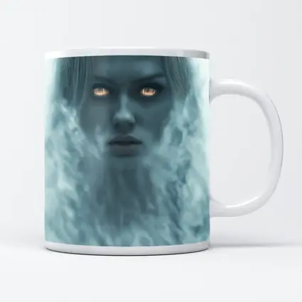 Ghostly Woman Glowing Eyes Misty Fantasy