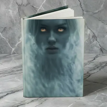 Ghostly Woman Glowing Eyes Misty Fantasy