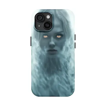 Ghostly Woman Glowing Eyes Misty Fantasy