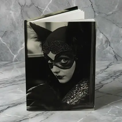 Mysterious Woman Cat Mask Vintage Car