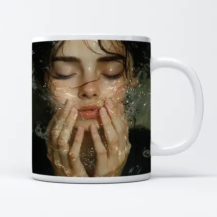 Woman Washing Face With Water Splashing