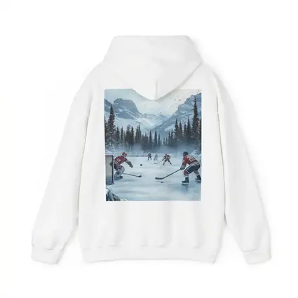 Ice Hockey Game Snowy Mountain Winter Scene