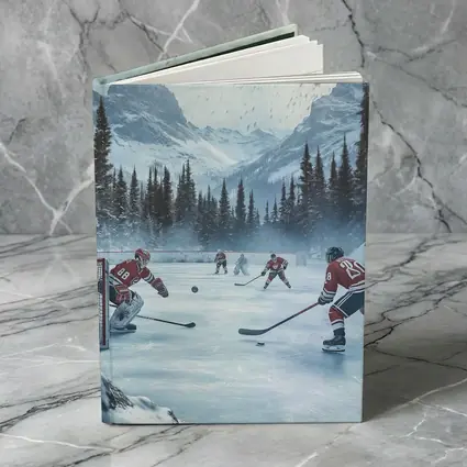 Ice Hockey Game Snowy Mountain Winter Scene