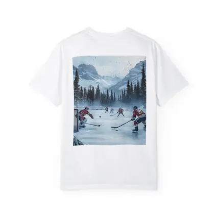 Ice Hockey Game Snowy Mountain Winter Scene