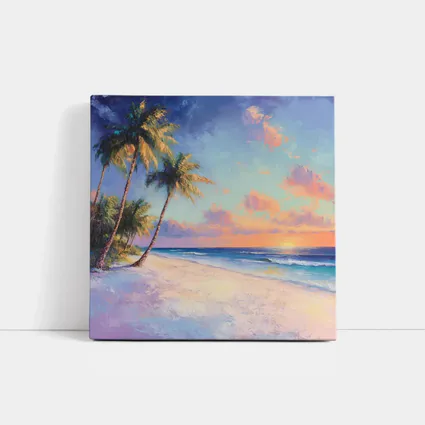 Tropical Beach Sunset Oil Painting Art
