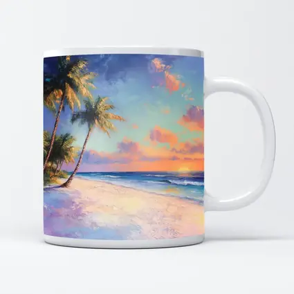 Tropical Beach Sunset Oil Painting Art