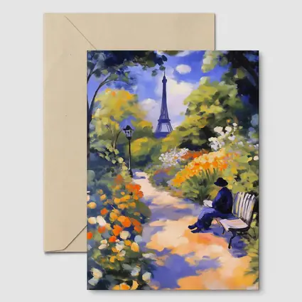 Impressionist Paris Garden Eiffel Tower Painting