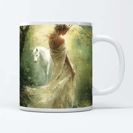 Forest Goddess White Horse Mystical Fantasy Art