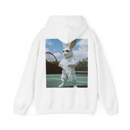 Cool Bunny Playing Tennis On Court
