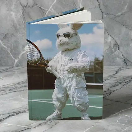 Cool Bunny Playing Tennis On Court
