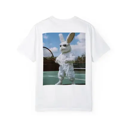 Cool Bunny Playing Tennis On Court