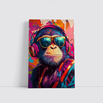Cool Chimpanzee Sunglasses Headphones Graffiti Art