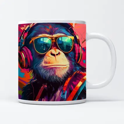 Cool Chimpanzee Sunglasses Headphones Graffiti Art