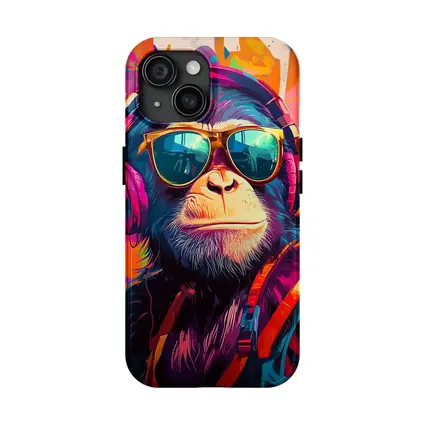 Cool Chimpanzee Sunglasses Headphones Graffiti Art