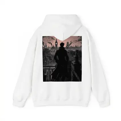 Dark Detective Silhouette Victorian London Skyline