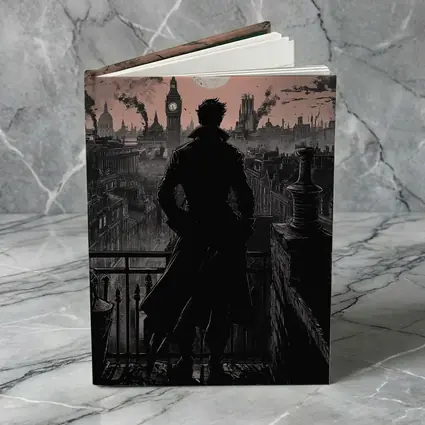 Dark Detective Silhouette Victorian London Skyline