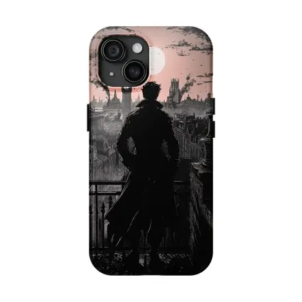 Dark Detective Silhouette Victorian London Skyline