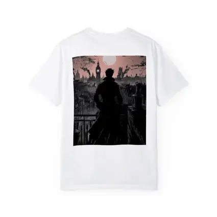 Dark Detective Silhouette Victorian London Skyline