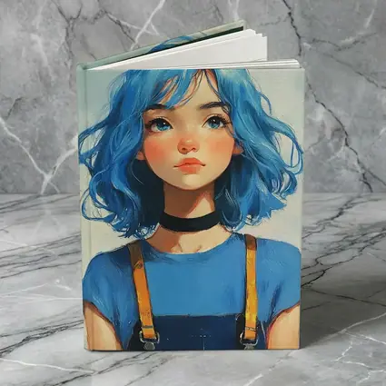 Blue Hair Girl Oil Painting Portrait Art