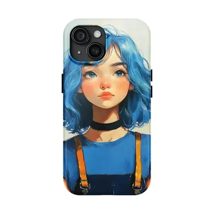 Blue Hair Girl Oil Painting Portrait Art
