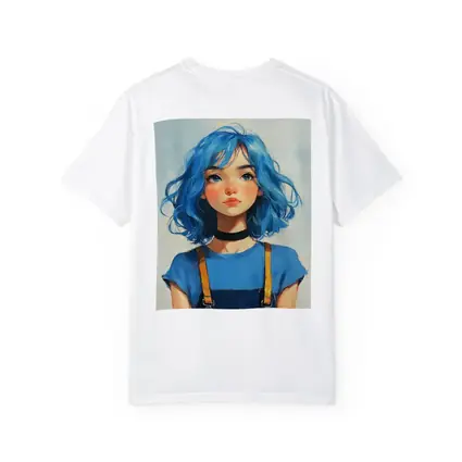 Blue Hair Girl Oil Painting Portrait Art