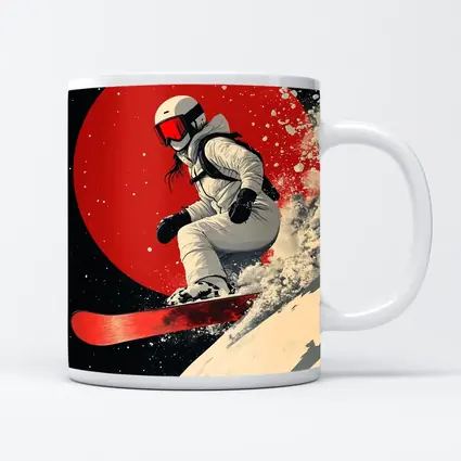 Snowboarder Red Circle Dark Night Sky