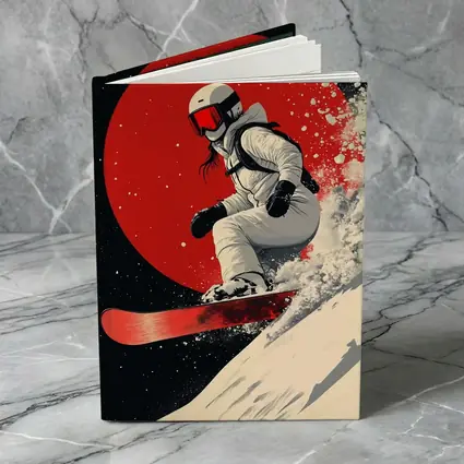 Snowboarder Red Circle Dark Night Sky