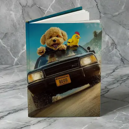 Poodle Dog Driving Car Helicopter Chase