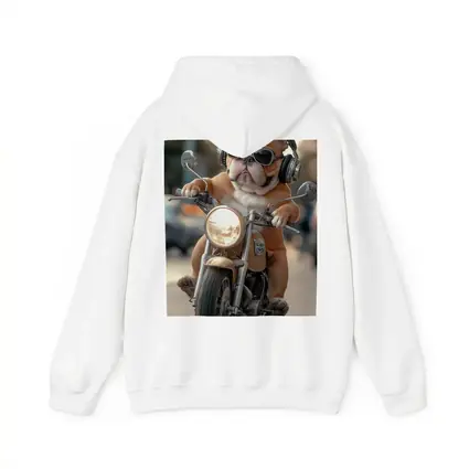 Bulldog Riding Motorcycle With Sunglasses Street