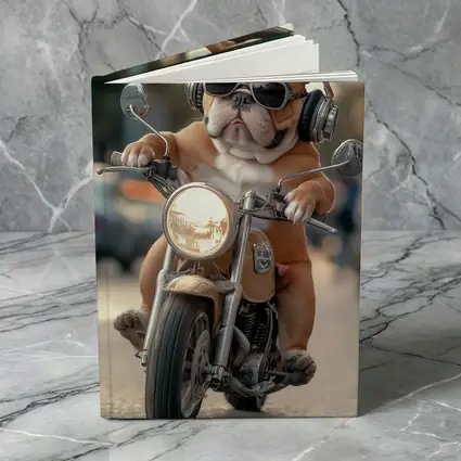 Bulldog Riding Motorcycle With Sunglasses Street