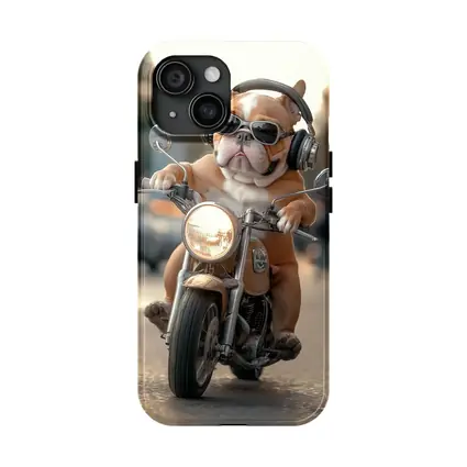Bulldog Riding Motorcycle With Sunglasses Street
