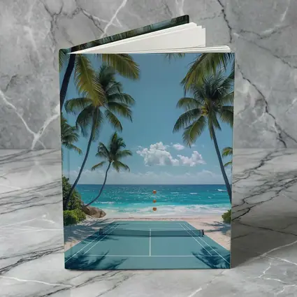Tennis Court Beach Palm Trees Ocean