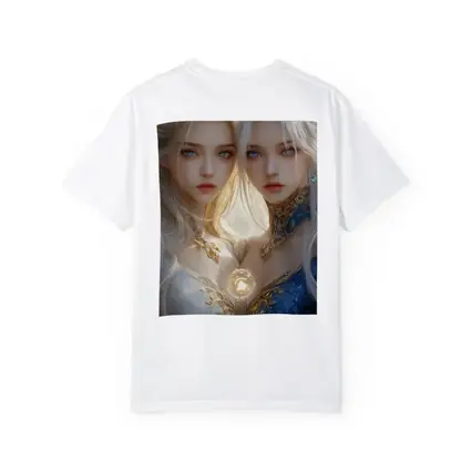 Twin Fantasy Girls Gold Blue Ethereal Art